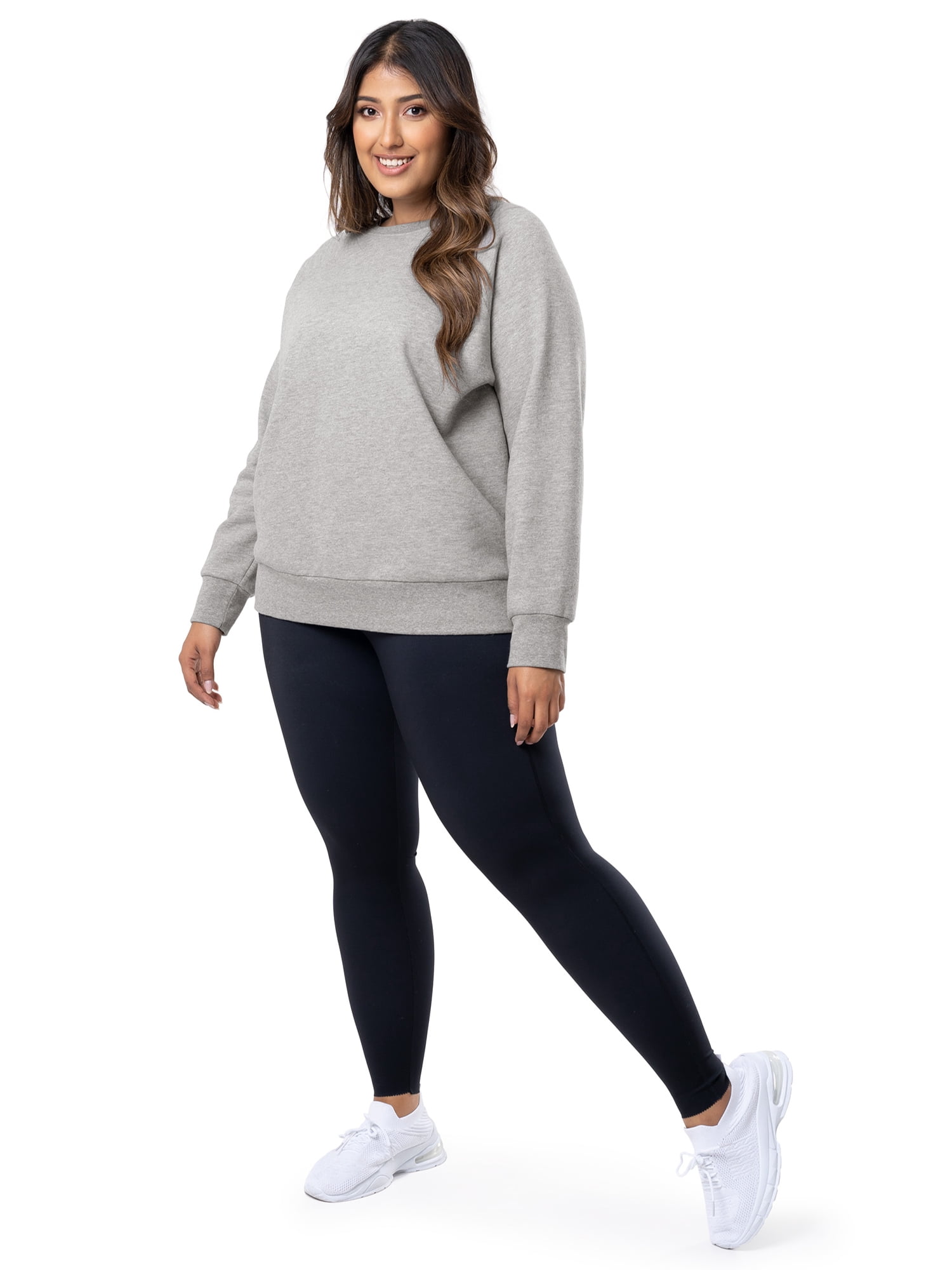 Terra & Sky Women's Plus Size Cotton Blend Fleece Sweatshirt, 2-Pack