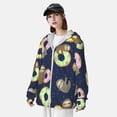 thumbnail image 5 of Goofa Sloth with Donuts Printed Women's UPF 50+ Sun Protection Hoodie Jacket Lightweight Long Sleeve Sun Shirt for Women with Pocket Hiking Outdoor-Medium, 5 of 9