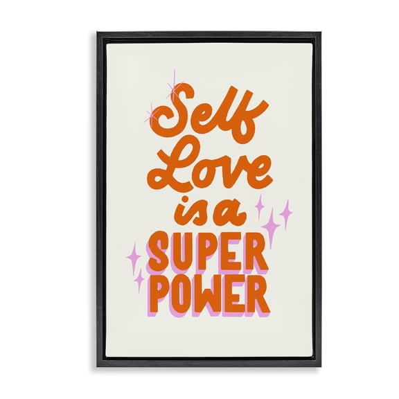 Stupell Industries Contemporary Self Love Is Superpower Black Floating Frame Canvas Art, 17 x 25, by Indira Prieto | IndySign