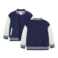 thumbnail image 3 of Boys Girls Color Block Baseball Jacket Long Sleeve Sporty Style Lightweight Coat For Spring Autumn Casual Outerwear,Size:13-14 Years, 3 of 3