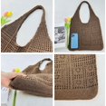 thumbnail image 5 of Kukuzhu Women Cotton Knitted Tote Bag Crochet Mesh Beach Shoulder Bag Hollow Summer Bag Woven Hobo Bag for Travel, 5 of 6