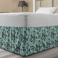 thumbnail image 1 of Floral Bed Skirt, Nature as Birds Butterflies and Bouquet of Roses as Silhouette Form, Elastic Bedskirt Dust Ruffle Wrap Around for Bedding Decor, 4 Sizes, Brown and Baby Blue, by Ambesonne, 1 of 2