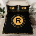 thumbnail image 2 of Manfei Anccient Boho Print Full Size Sheets,First Letter R Bed Sheets,Black Gold Sheet Sets For Girls,Super Cozy Room Decor,4pcs, 2 of 7