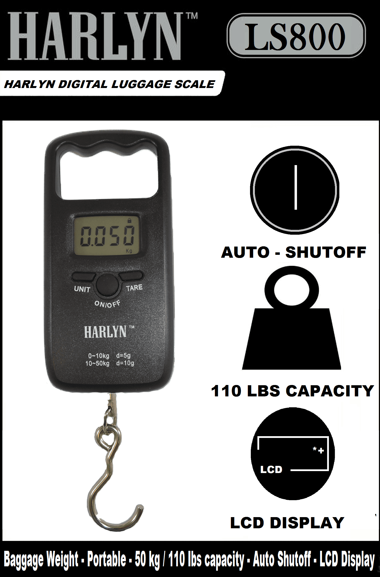 Luggage Scale LCD Electronic Scales Portable Digital Capacity 50 kg/110 lbs