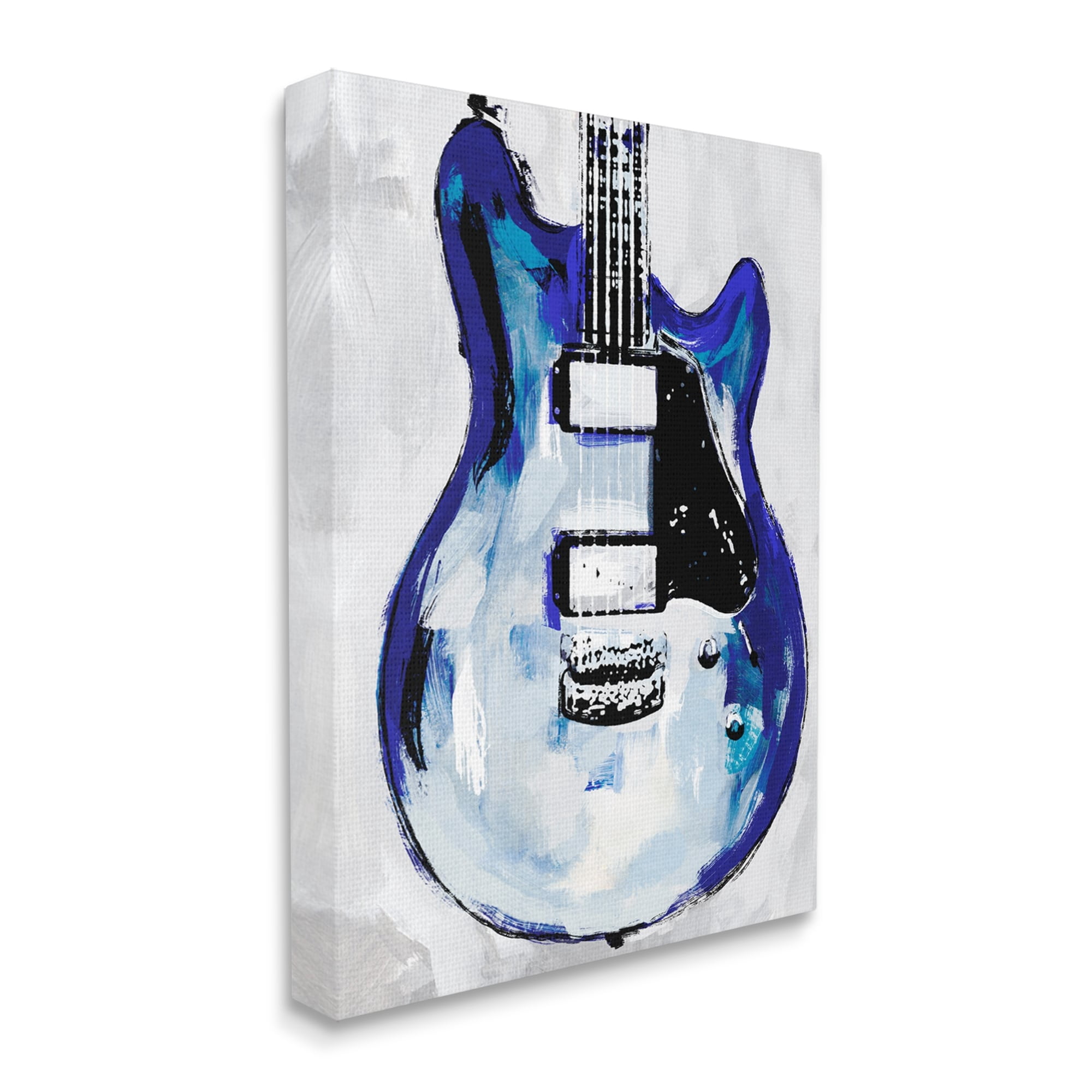 Stupell Industries Abstract Rock Guitar Body Modern Blue Painting, 36 x 48,Design by Annie Warren