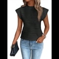 thumbnail image 2 of Tops Texturizados de Corta para Mujer, Cuello Redondo, Tejido de Punto, Elegantes, Informales, Básicos, Camiseta Sin Mangas de Verano, Corte Entallado, Negro, Talla M, 2 of 8