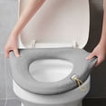 thumbnail image 1 of Venoro Bathroom Toilet Seat Cover Thermal Cushion Elastic Washable Toilet Seat Cover with Handle,Gray, 1 of 10