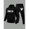 thumbnail image 3 of ROASO Hooded Collar Broken Heart Letter Print Kangaroo Pocket Men's Tracksuit Set, 3 of 6