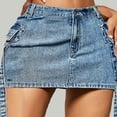 thumbnail image 3 of Jsaierl Women's Cargo Denim Mini Skirt, High Waist Bodycon Skirt with Side Straps, Casual Streetwear Skirt, 3 of 8