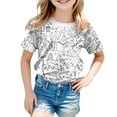 thumbnail image 4 of Girls T Shirt Shirts Kids Handmade Doodle Sketch Coloring Fundiy Hand Painted Short Sleeve Girls Hawaiian Shirt Clothes, 4 of 5