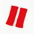 thumbnail image 5 of Women's Knit Fingerless Arm Gloves, Striped Pattern Sleeve Warmers, Cold Weather Arm Warmers, Thermal Half Finger Gloves, Stretchable Wrist to Elbow Warmth Covers Red1, 5 of 5