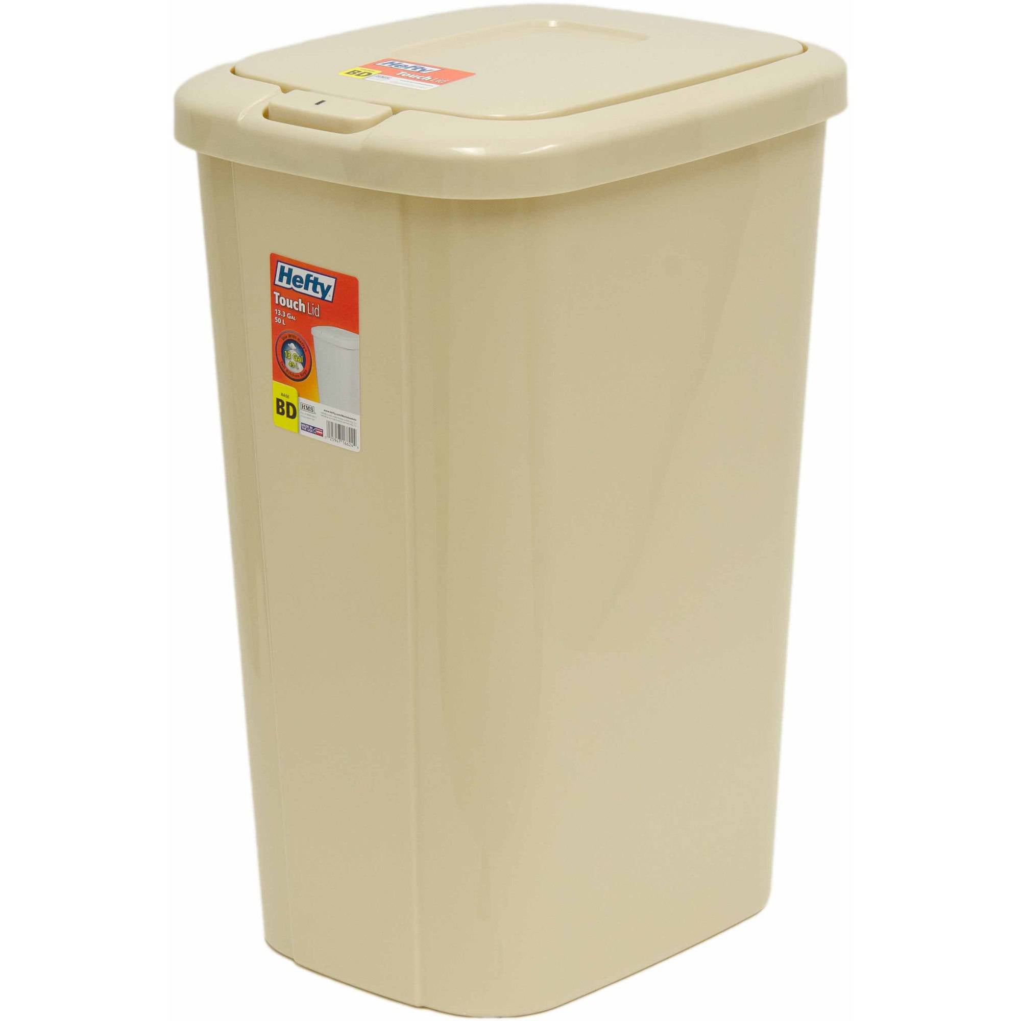 Hefty Touch Lid 133 Gallon Trash Can Seashell Walmart truly The Brilliant  Kitchen Trash Can Size for  House