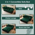thumbnail image 5 of 74.8" Queen Convertible Pull Out Sofa Bed, 3-in-1 Sleeper Sofa with Pillows, Velvet Loveseat Bed for Living Room, Bedroom, Apartment, Office, Green, 5 of 9