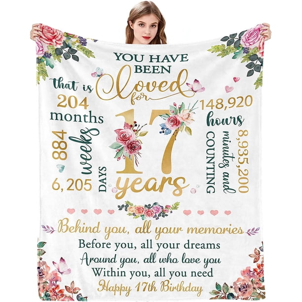 LHSHID Sweet 17th Birthday Gifts Ideas for Girls 17th Birthday Decorations Happy 17th Birthday Gifts for Daughter Sister Birthday Blanket 40"x50"