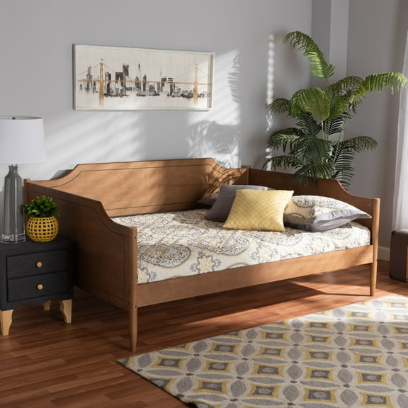 Baxton Studio Alya Traditional Engineered Wood Daybed, Full, Walnut Brown