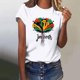 thumbnail image 2 of Tops de Manga Corta para las Mujeres de Ajuste Suelto, Día de la Independencia Negro Impreso, Cuello Redondo Suelto Superior, 2 of 4