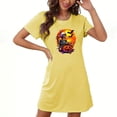 thumbnail image 2 of Wonens Dresses Halloween Women's Large Size Short Nightdress With Chest Print Round Neck And Short Sleeves Yellow XL, 2 of 4