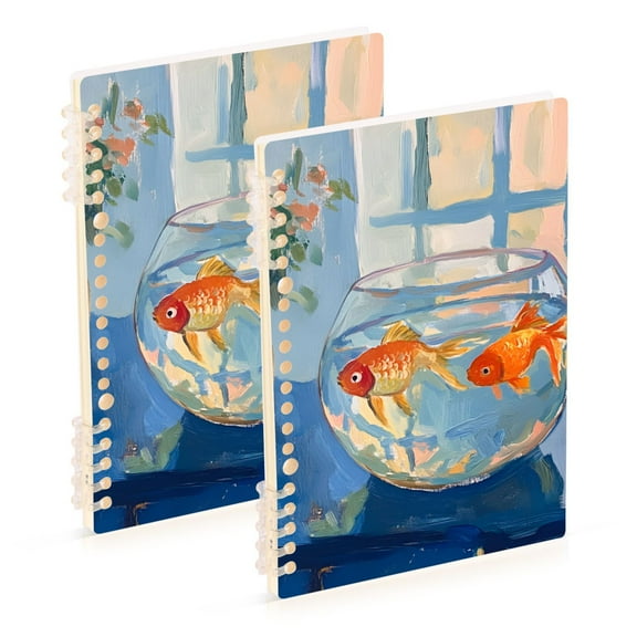 FORMRS 1-Subject Spiral Notebook 8" x 5" College Ruled 60 Refillable Sheet, 2 Pack, Blue Goldfish