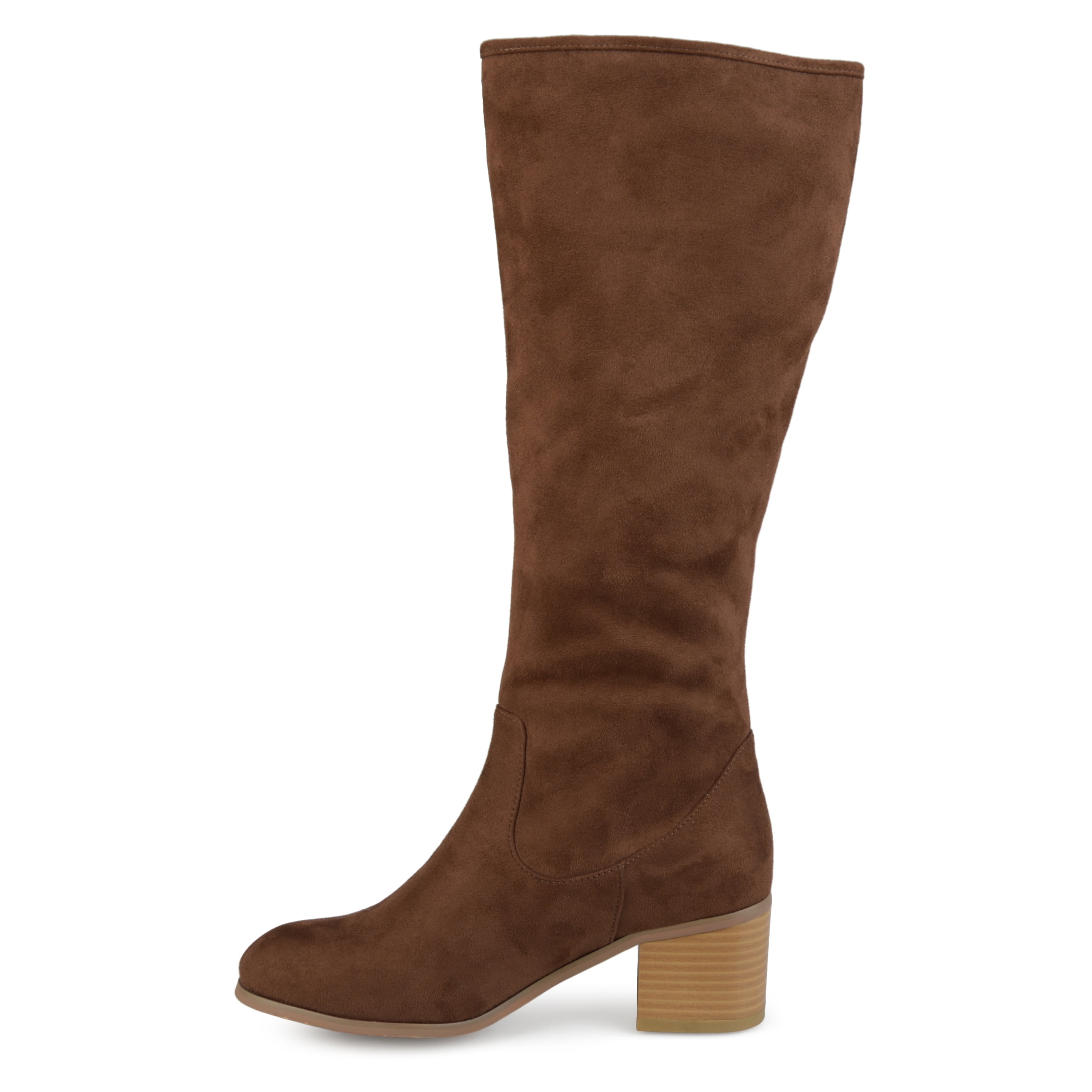 Journee Collection Women's Sanora Mid-Calf Wide Calf Stacked Heel Riding Boots