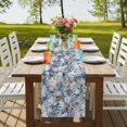 thumbnail image 4 of Table Runners 72 Inches Long Dress Scarves, Palm Leaves Farmhouse Kitchen Table Runner, Coffee Tablerunners, Spring Tropical Leaf Botanical Vintage Blue 14x72 Inch, 4 of 9