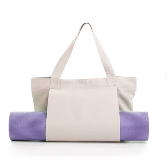 Yoga Mat Bag for Women, Large Canvas Tote with Yoga Mat Holder Strap, Lightweight Gym, Pilates Bag with Zippered Pouch, Fits Most Yoga Mats