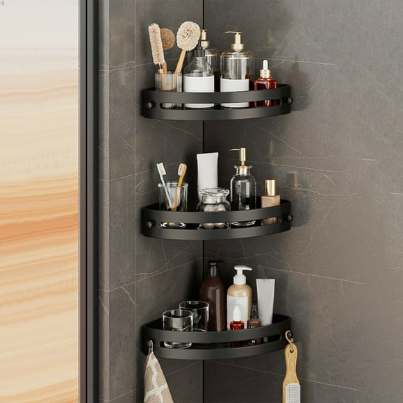 Wpawbk No Drill Bathroom Shelf with Triangular Space-Saving Design, Multi-Purpose Plastic Storage Rack for Toiletries & Bathroom Durable Wall-Mounted Organizer for Small Spaces & Dorm Rooms