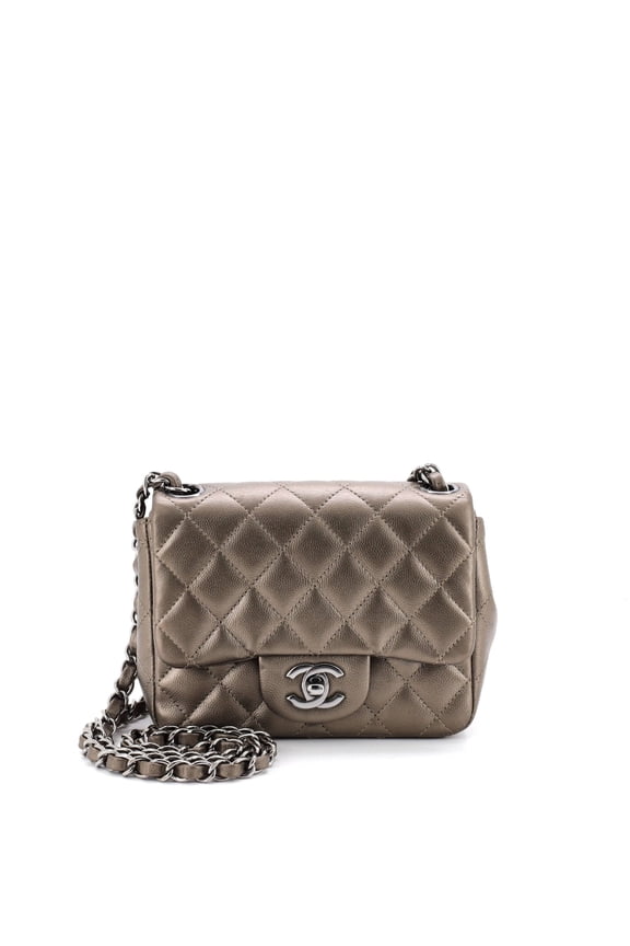 Pre-Owned Square Classic Single Flap Bag Quilted Caviar Mini By Rebag
