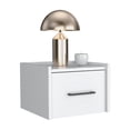 thumbnail image 2 of LiviNest Floating Nightstand Wall Mounted: Space Saving Bedside Table with Drawer - Modern White Engineered Wood Storage Shelf for Small Apartments & Bedrooms, 2 of 6