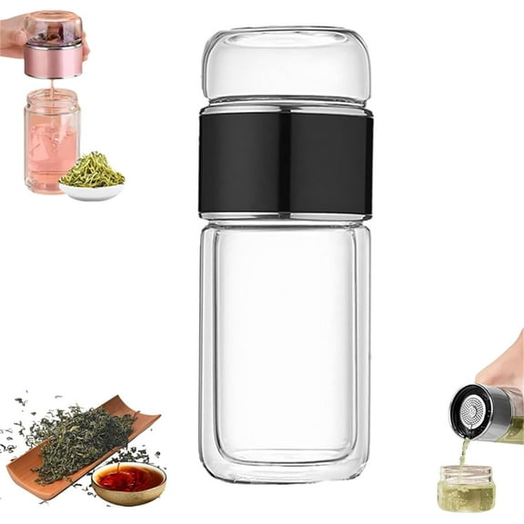 Tryteavas Glass Tea Infuser,9.87/12.35/17.63oz 3-in-1 Design Built-in Filter Tea Infuser,Double-Layer Tea-Leaf Separation Tea Maker with Filter,for Blooming & Loose Leaf Tea