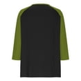 thumbnail image 5 of PWPSG Kid's 3/4 Sleeve Shirts Lightweight Spring Summer Casual Blouses Color Block Button Up Crewneck Pullover Daily Wear Tops Green 5 Years, 5 of 6