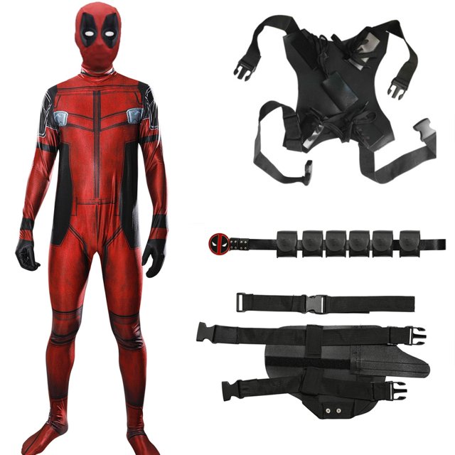 ZUITEH Halloween Kids Adults Deadpool Costume, Deadpool and Wolverine Costume Superhero Cosplay Bodysuit Superhero Suit Jumpsuit, Deadpool Costumes for Kids Adults Halloween Dress Up Outfits