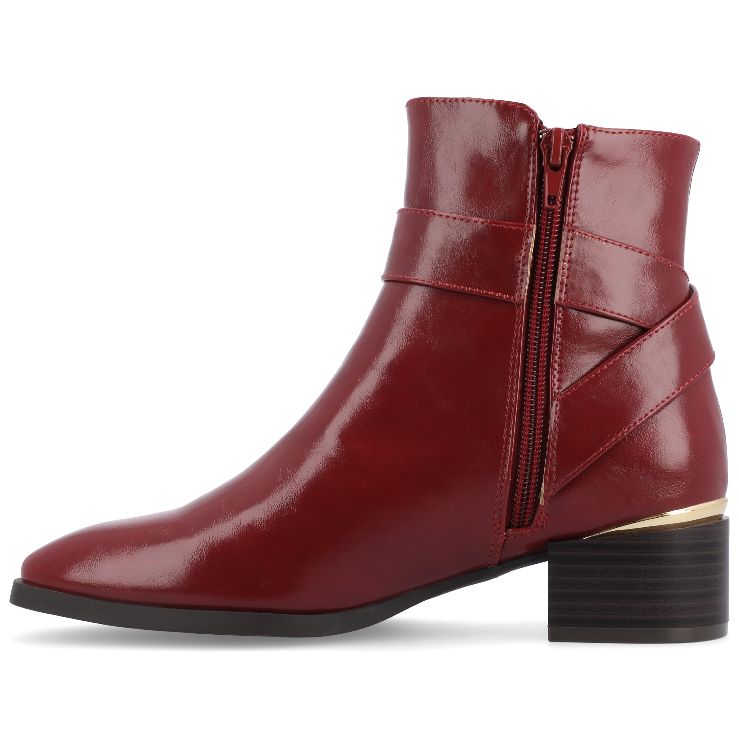 Journee Womens Elley Stacked Block Heel Square Toe Booties