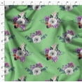 thumbnail image 4 of Soimoi Vert Coton Popeline Feuilles & Anémone Imprimé Floral Tissu par la Cour 58 Pouces de Large, 4 of 5