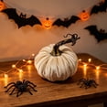 thumbnail image 4 of Hvmvliv Simulated Pumpkin Decoration,Halloween Thanksgiving 4.72in Faux Velvet Fabric Pumpkin Decor Cabinet Display,Versatile Centerpiece for Home,Table,Party Beige, 4 of 7