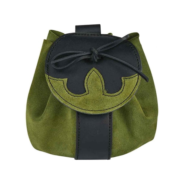 Riñonera renacentista de ante, estilo vintage, estilo retro medieval Verde
