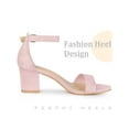 thumbnail image 3 of BLISSFUL STEP Women's Open Toe Ankle Strap Block Heel Sandals Pink 6, 3 of 6