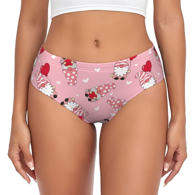 Fotbe Gnome With Heart Calzones Estampados para Mujer – Ropa Interior de Algodón, Cómoda, Suave y Elástica-X-Small