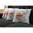 thumbnail image 5 of Ambesonne Easter Throw Pillow Cover 4 Pack, Cartoon Rabbit Striped Egg, 24", Multicolor, 5 of 5