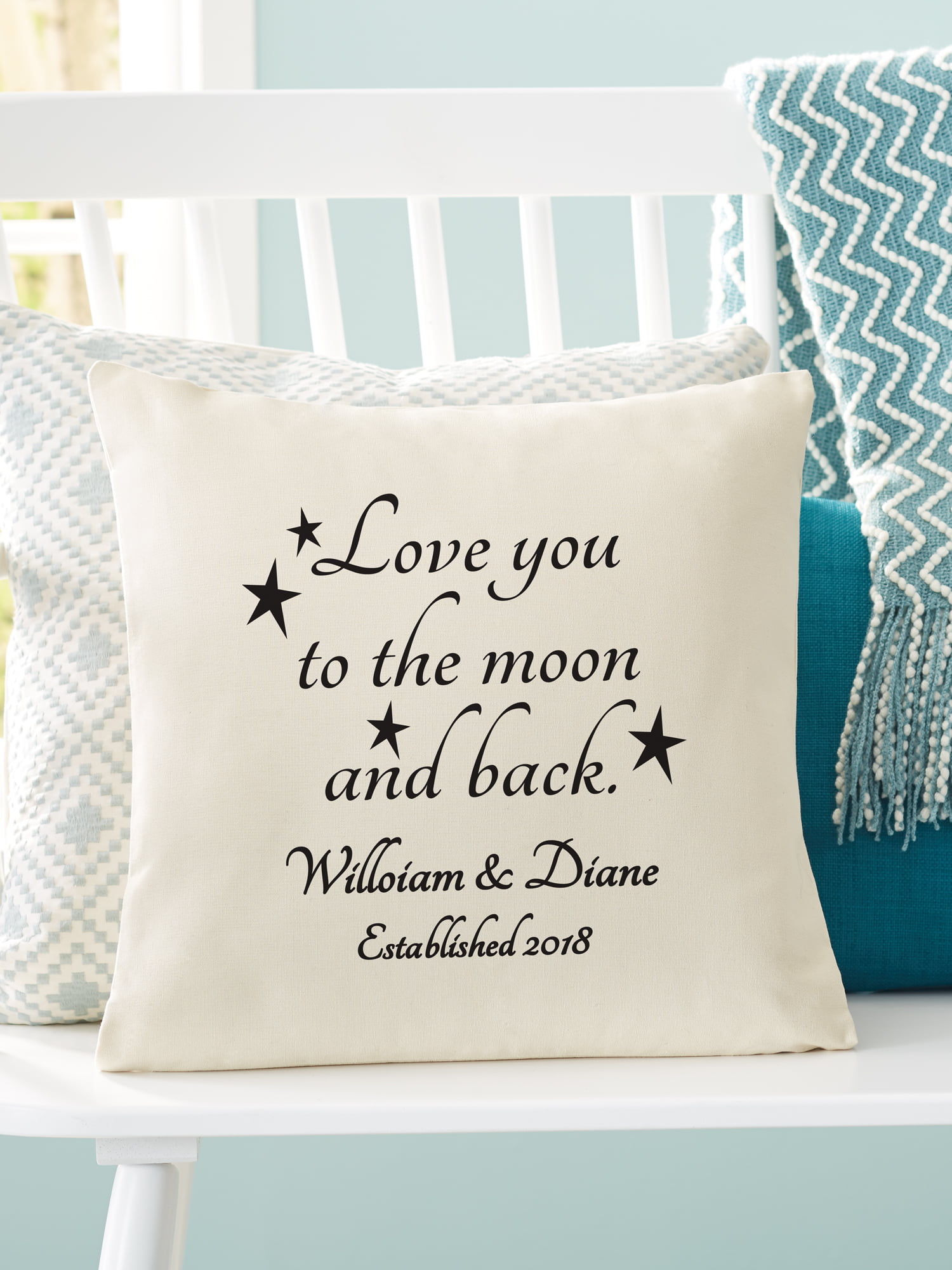 WE LOVE YOU MOON BACK PERSONALISED CUSTOM PILLOW CUSHION PHOTO GIFT PRESENT