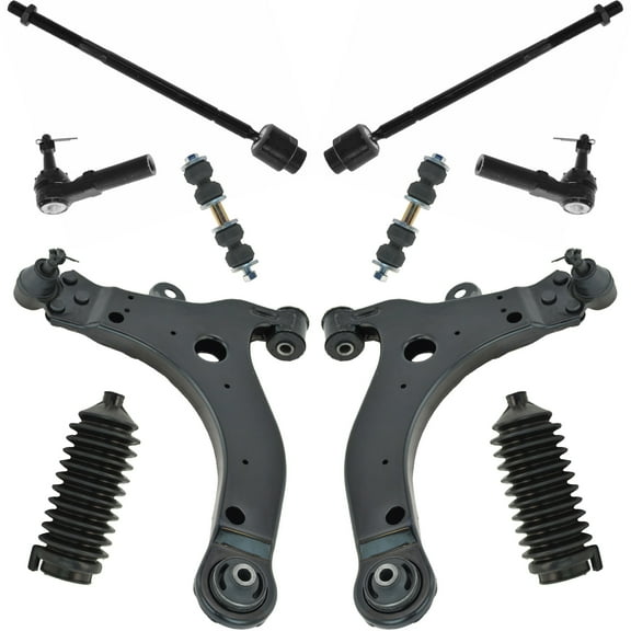 TRQ 10 pc Steering & Suspension Kit Control Arms Tie Rods Sway Bar End Links PSA59962