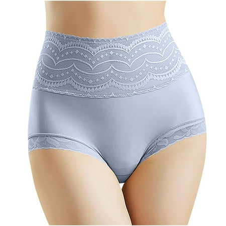 Arnsht Women s Briefs Underwear Cotton High Waist Tummy Control Panties Soft Breathable Rose Jacquard Ladies Panty Blue M