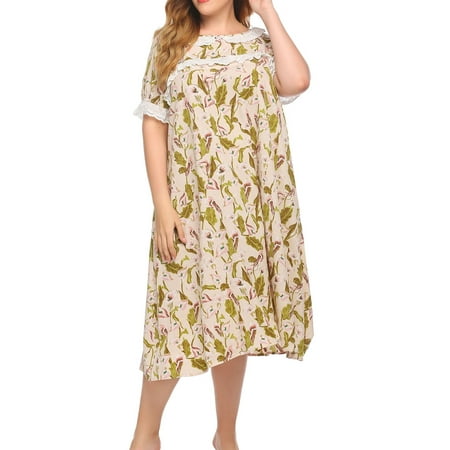 

Plus Size Women s Nightgown Sleepshirts Floral Print Short Sleeve Sleep Dress Loose Oversized Comfy Pajama Dress Sleepwear Nightwear Nightdress