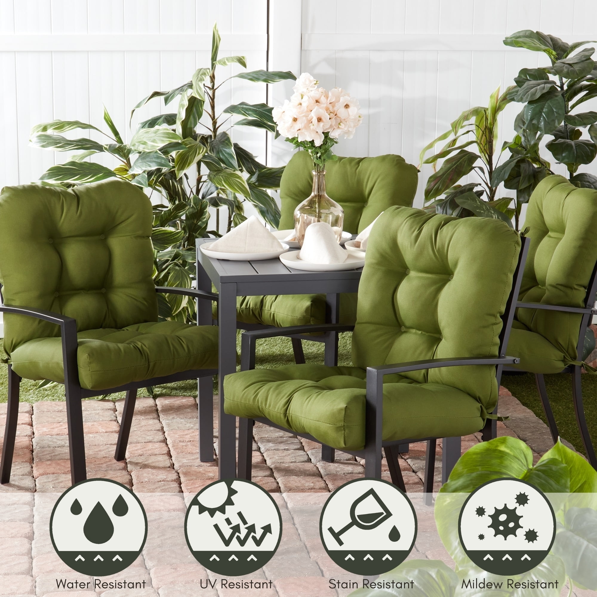 Greendale Home Fashions Hunter Green Outdoor Dining Chair Cushion (2-Pack)