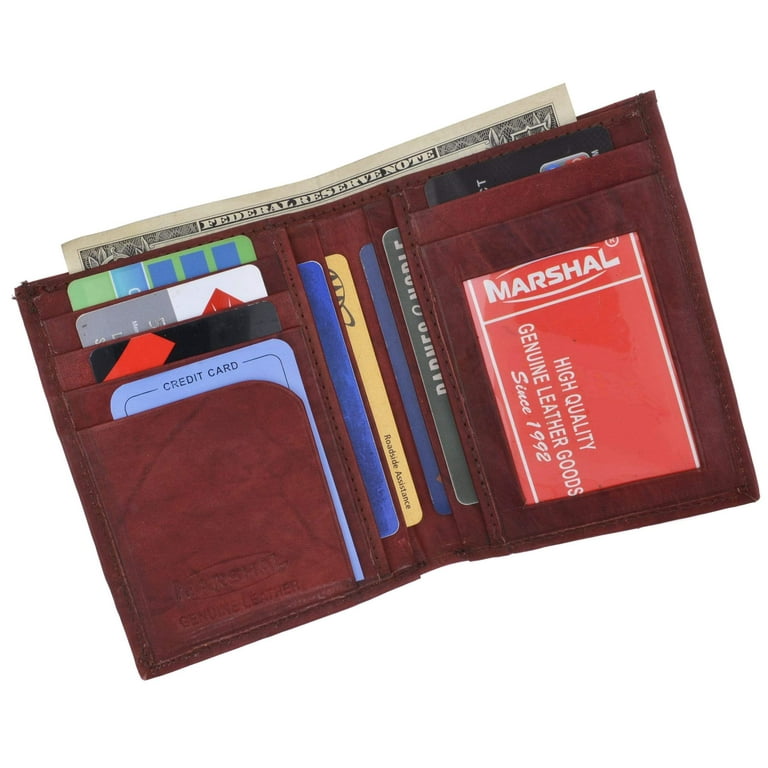 Genuine Leather Tall Bifold Card ID Holder Wallet 739 CF - Walmart.com