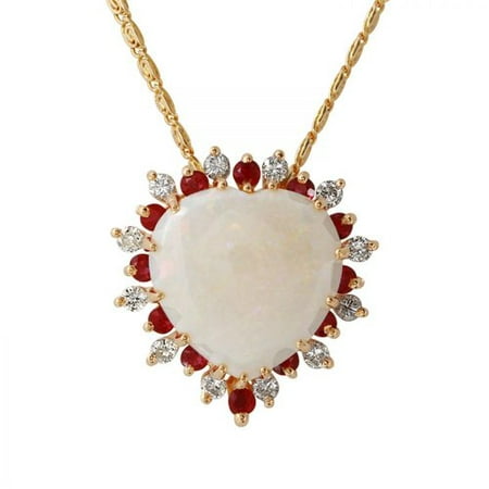 Foreli 12.46 CTW Opal And Diamond 14K Yellow Gold Necklace
