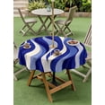 thumbnail image 3 of Outdoor Tablecloth with Umbrella Hole and Zipper, Blue Moire Round Table Cloth 54 Inch Waterproof Tablecloth, Classic Modern Abstract Art Elegant Picnic Table Cover for Patio Camping, 3 of 7