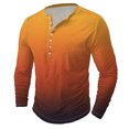 thumbnail image 2 of VBTAPA Men's Henley Shirt Long Sleeve Gradient Printed Button T-shirt Lightweight Casual Athletic Tees Workout Muscle Shirts Deal of The Day Orange XXL, 2 of 5