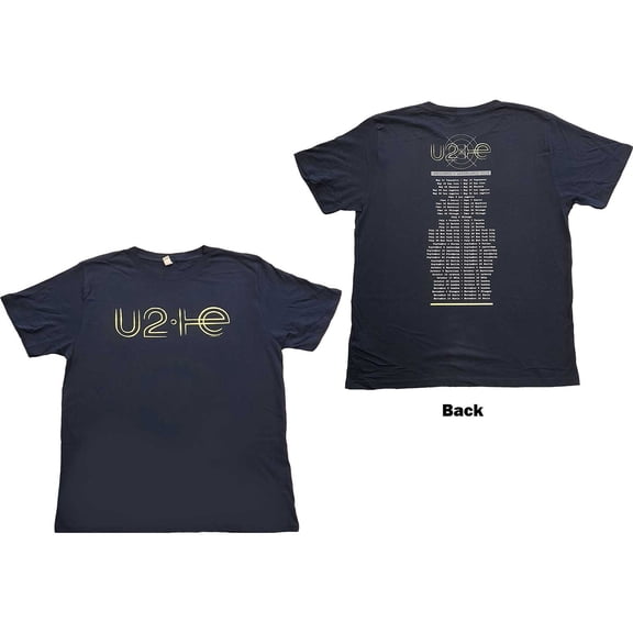 U2 Unisex T-Shirt I E 2015 Tour Dates (Back Print) (Medium)