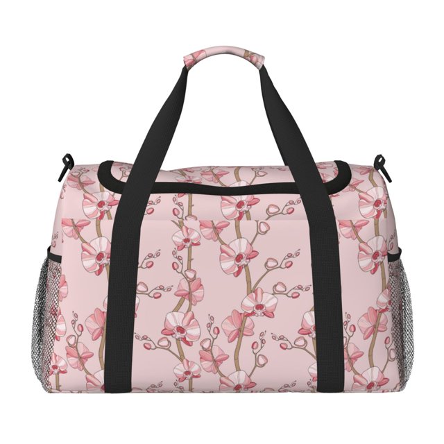 Fotbe Orchids Flowers Bolsa de Viaje con Estampado, Bolsa de Fin de Semana para Mujer con Compartimento para Zapatos, Bolsa de Gimnasio con Bolsillo Húmedo