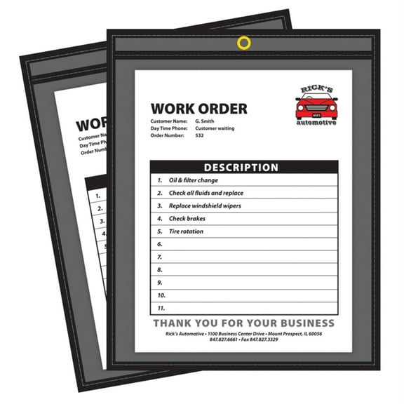 Shop Ticket Holders, Stitched, One Side Clear, 75 Sheets, 9 X 12, 25/box | Bundle of 5